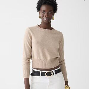 XXS J.Crew Cashmere Shrunken Crewneck Sweater - Hthr Stone (Taupe)